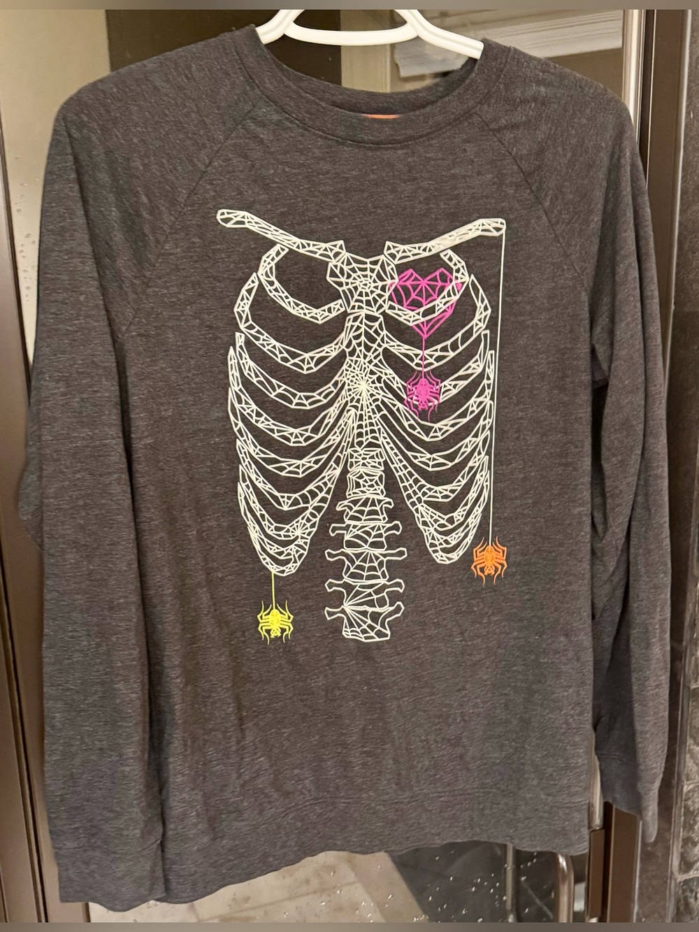 🕷️ Cat & Jack Boys XL 16 Halloween Skeleton Spiderweb Long Sleeve Shirt